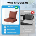 Outdoor Deep Seat & Back Cushion Set, 24 x 24 Inch Water Repellent and Fade - Image 6