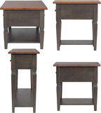 Sunset Trading Dakota 4PC Wood w Drawers, Storage Shelves, Distressed Brown and - Image 3