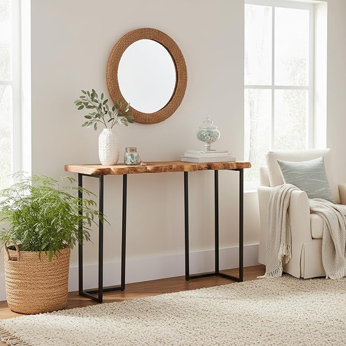 WELLAND Cedar Wood Live Edge Console Table 13" D x 42" W x 33" H Writing Desk - Image 4