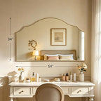 Besdomus Oversized Scalloped Gold Mirror: 54"x34" Modern Minimalist Wood Frame - Image 4