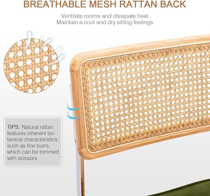 Zesthouse Mid Century Modern Dining Chairs Set of 4, Natural Rattan Dining - Image 4
