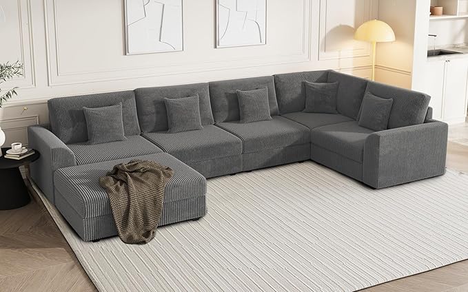 Modular Sectional Sofa, Oversized U Shaped Couch, Convertible Sleeper Sofa by smilesun