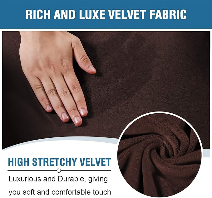 H.VERSAILTEX Velvet Stretch Recliner Couch Covers 6-Pieces Recliner Loveseat - Image 3