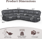Yolsali Manual Reclining Sectional Sofa Set, 6 Seats Soft Dutch Velvet Recliner - Image 2
