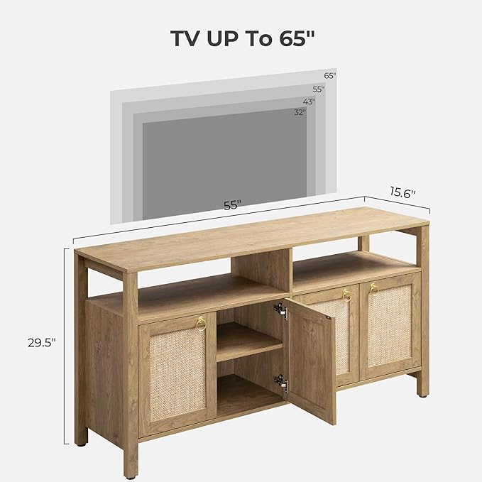 SICOTAS Rattan TV Stand for Television up to 65 Inch - Image 6