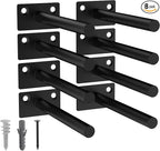 LEOPO Black 8-Pack 5 inch Floating Shelf Brackets, Hidden Shelf Bracket by FinestHomeDecor