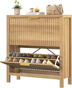 YOMILUVE Shoe Cabinet Storage for Entryway, Fluted Shoe Cabinet - Image 9