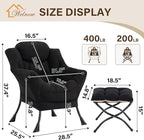Welnow Lazy Chair with Ottoman, Modern Accent Chair with Armrests and a Side - Image 3