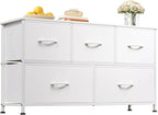 WLIVE Dresser for Bedroom with 5 Drawers, Wide Chest of Drawers, Fabric Dresser by WLIVE