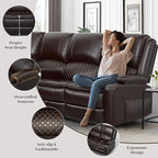 Yolsali Manual Reclining Sectional Sofa Set, 5 Seats 1+1+3 Leather Reclining - Image 7