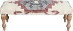 LR Home Off-White/Multicolor Handmade Upholstered Bench - Image 9