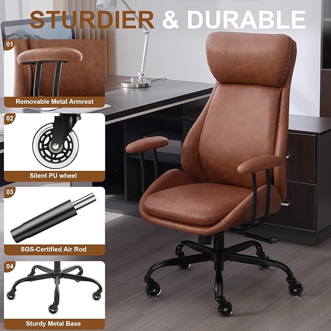 E-Motie Office Chair, Leather Desk Chair - Image 5
