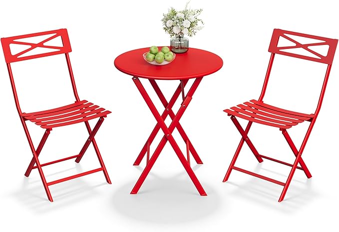 GarveeTech 3-Piece Folding Bistro Set, Heavy Duty Outdoor Patio Furniture - Image 2