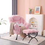 MBOOYOME Lazy Chair with Folding Ottoman, Modern Accent Lounge Armchair with - Image 5