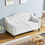 LEVNARY Chesterfield Loveseat Velvet, Upholstered Sofa - Image 3
