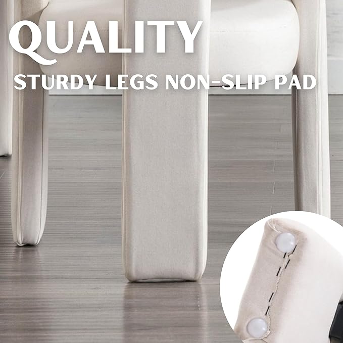 RIVOVA Modern Barrel Dining Chairs Set of 4, Linen Upholstered Accent Side Chair - Image 6