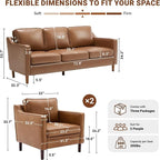 Kingfun Living Room Furniture Sets, 3 Seater Couch and 2 Armchair, Mid Century - Image 2