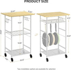 ThreeHio Rolling Kitchen Microwave Cart, 3 Tier Microwave Table Stand - Image 3