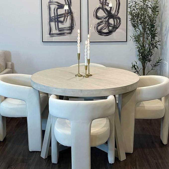 VESCASA Linen Barrel Dining Chair - Image 4