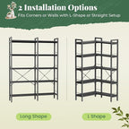 Huuger 5 Tier Bookshelf, L Shaped Corner Bookshelf - Image 9