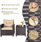 HAPPYGRILL 3 Pieces Patio Conversation Set, Outdoor Furniture Set PE Rattan - Image 4