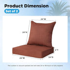 Outdoor Deep Seat & Back Cushion Set, 24 x 24 Inch Water Repellent and Fade - Image 2