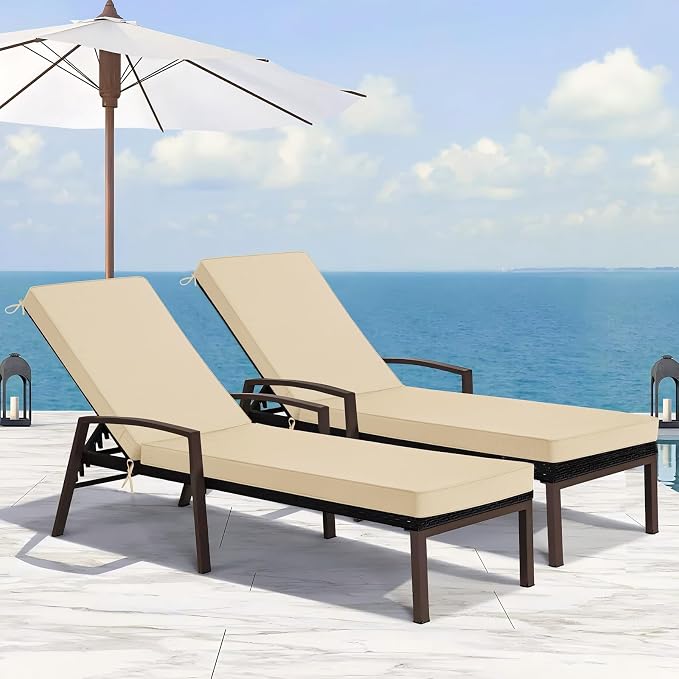 Basic Beyond Chaise Lounge Cushions Outdoor, 3-Layer Waterproof Outdoor - Image 7