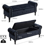 Storage Bench for Bedroom, Velvet 51" End of Bed Bench, Queen Size Bench - Image 2