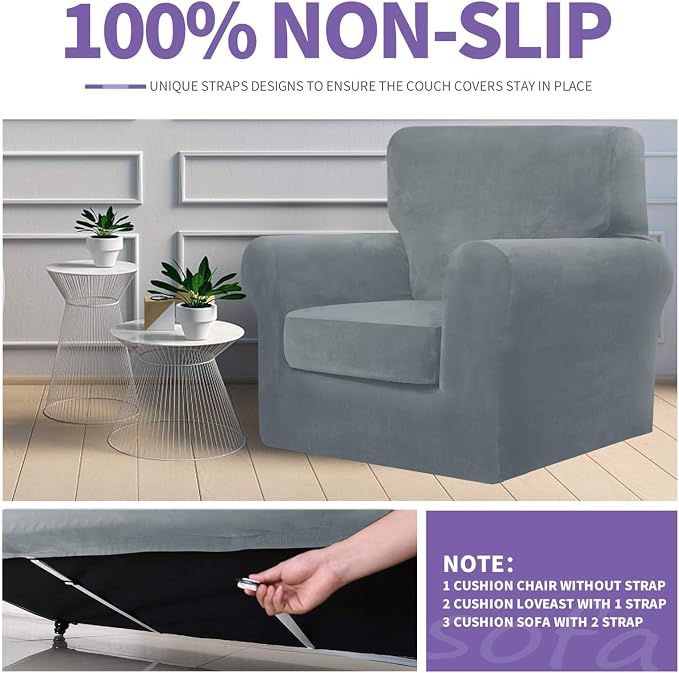 ZNSAYOTX Luxury Velvet Sofa Cover 3 Piece Stretch Loveseat Covers - Image 5