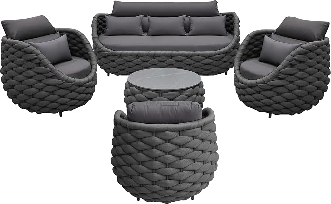TWT Outdoor Patio Furniture Set, 5 Pieces Aluminum Sectional Sofa, Metal Patio - Image 3