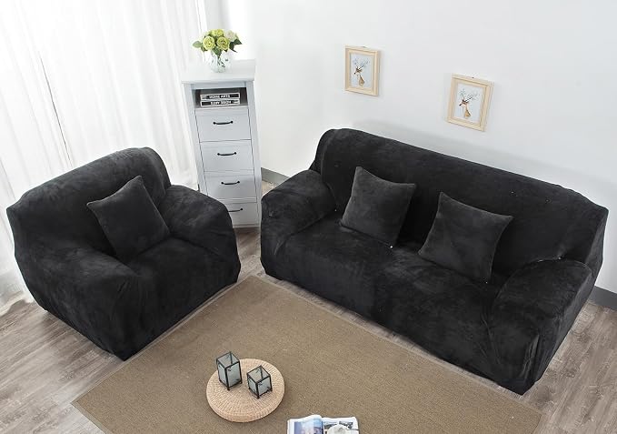 vctops 1-Piece Velvet Plush Stretch Sofa Slipcover - Image 3