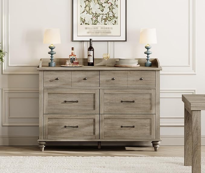 WAMPAT 6 Drawers Dresser for Bedroom, Farmhouse Wooden Chest of Drawers Baby - Image 3