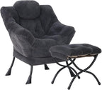 MBOOYOME Lazy Chair with Folding Ottoman, Modern Accent Lounge Armchair with by MBOOYOME
