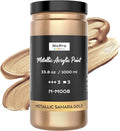 Nicpro Metallic Sahara Gold Acrylic Paint 33.8oz/1000ml, Non Toxic Non Fading by Nicpro