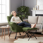 Welnow Lazy Chair with Ottoman, Modern Reading Accent Chair with Armrests and a - Image 7