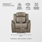 Lexicon Recliner Chair, Home Theater Seating, Manual Polished Microfiber - Image 4