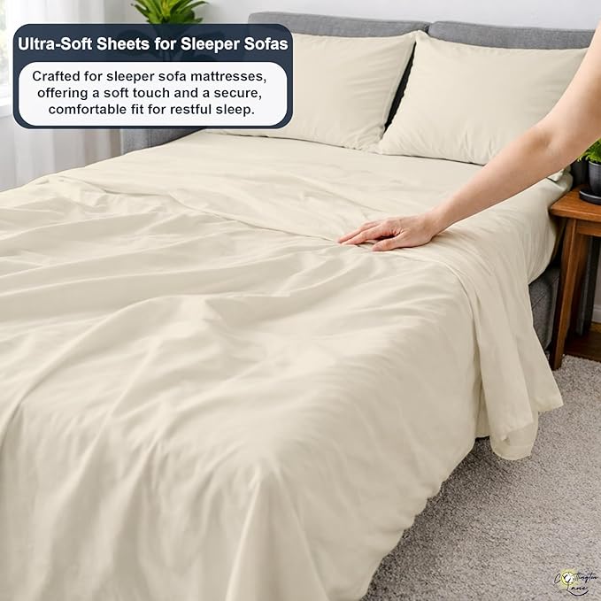 Cottington Lane Sleeper Sofa Sheets Full Size, 4 Piece Premium Quality 100% - Image 3