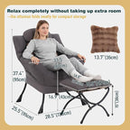 Lazy Chair with Ottoman, Large Accent Chair with Ottoman and a Throw Pillow - Image 2