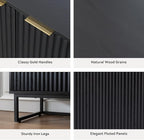 EYYTHUNG Fluted Cabinet with Storage Set of 3, Sideboard Buffet Cabinet with - Image 4