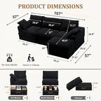 Upgrade Boneless Couch with Storage, Extra Deep&High Seat Modular Sectional - Image 3
