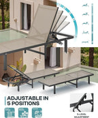Outdoor Lounge Chairs Set of 2, Aluminum Pool Lounge Chairs - Image 4