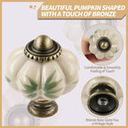 Ivory Pumpkin Knobs 2 Pack Ceramic Cabinet Knobs Vintage Drawer Pulls - Image 3