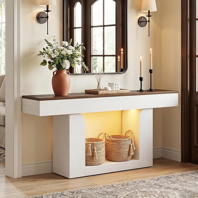 Homieasy Console Table, Farmhouse Wooden Sofa Table Behind Couch, Narrow - Image 3
