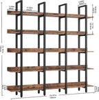 IRONCK Bookcase and Bookshelves Triple Wide 5 Tiers Large Open Shelves - Image 3