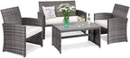 Tangkula 4 PCS Wicker Patio Conversation Set, Outdoor Rattan Sofas by TANGKULA