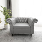 Mid-Century Sofa Chair, Faux Leather Accent Chair - Image 3