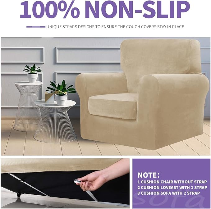 ZNSAYOTX Oversized Velvet 3 Piece Couch Cover - Image 5