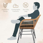 3 Piece Outdoor Wicker Furniture Bistro Set, Rattan Chairs Conversation Sets - Image 4