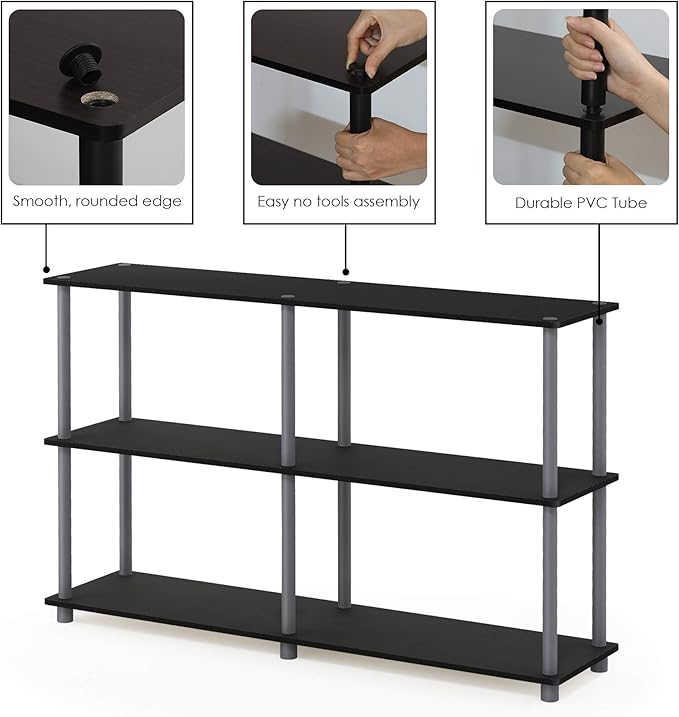 Furinno TURN-N-TUBE Storage Shelves, 3-Tier 47.4 Wide Book Shelf, Corner Shelf - Image 5