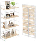 No Assembly Folding Bookshelf, 4 Tiers Collapsible Book Shelf by THKKYHomeOfficeFurniture